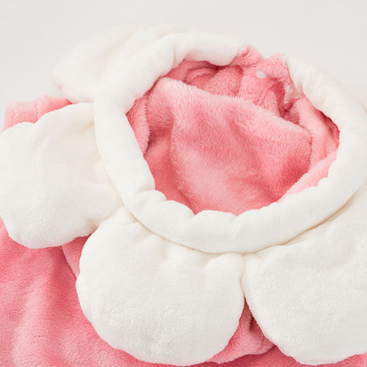 KFX-4646717 Flannel Pet Outfit in Pink and Yellow Sunflower Patterns, Sizes 3XL to 7XL