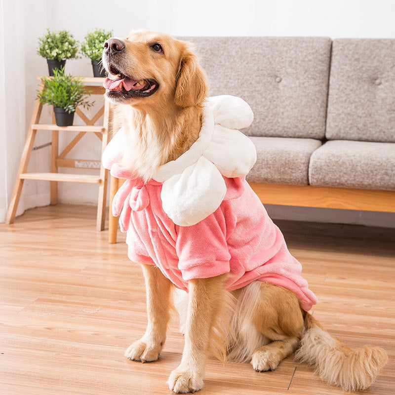 KFX-4646717 Flannel Pet Outfit in Pink and Yellow Sunflower Patterns, Sizes 3XL to 7XL