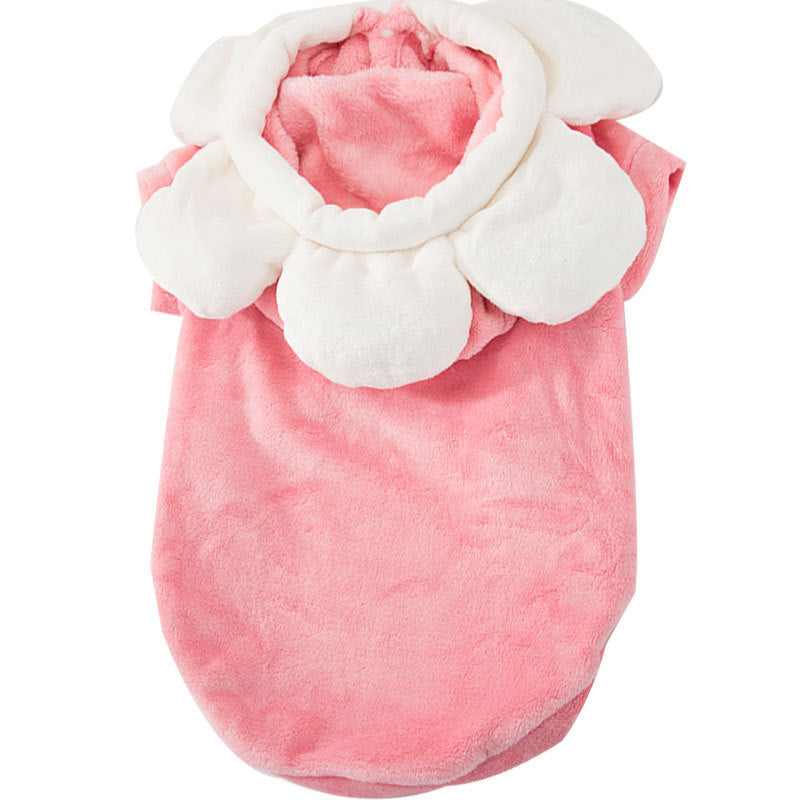 KFX-4646717 Flannel Pet Outfit in Pink and Yellow Sunflower Patterns, Sizes 3XL to 7XL