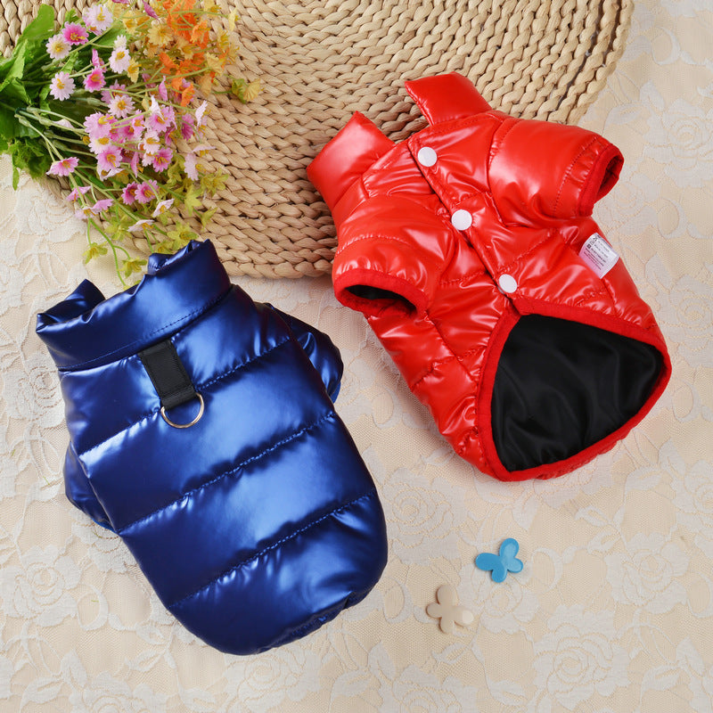 KFX-4646973 Down Cotton Warm Vest for Dogs - Comfortable, Stylish Two-Legged Design in Red, Blue, and Grey, Multiple Sizes Available