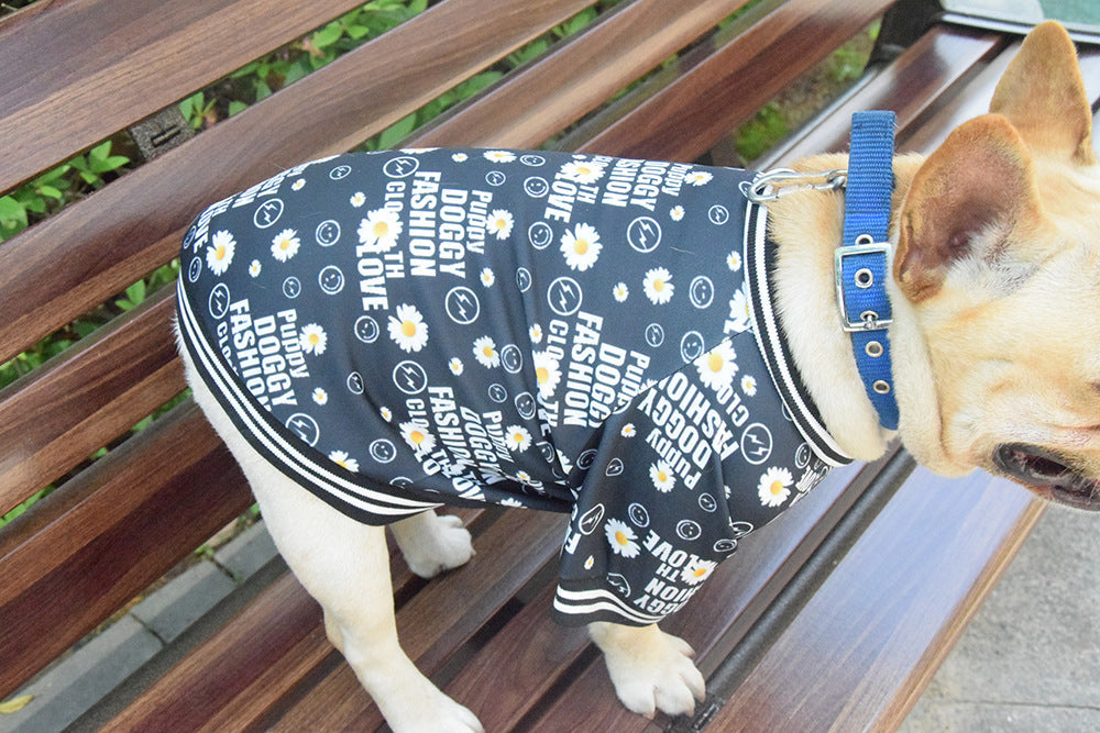 KFX-4648893 Casual Black Acrylic T-Shirt for Dogs in Various Sizes