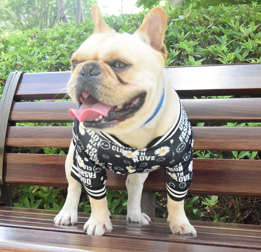KFX-4648893 Casual Black Acrylic T-Shirt for Dogs in Various Sizes