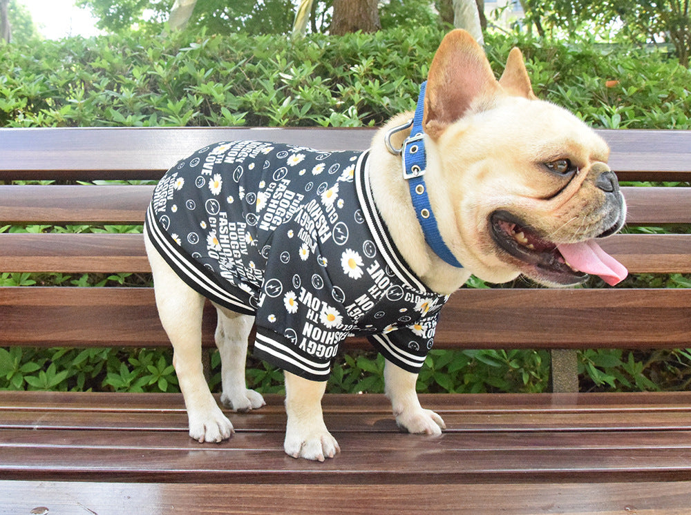 KFX-4648893 Casual Black Acrylic T-Shirt for Dogs in Various Sizes