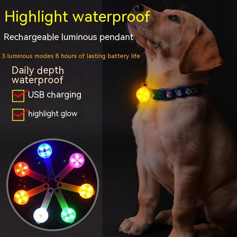 KFX-4649789 Luminous USB Charging Waterproof Dog Pendant Light for Night Walking with Customizable Colors