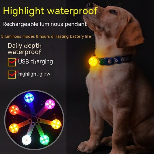 KFX-4649789 Luminous USB Charging Waterproof Dog Pendant Light for Night Walking with Customizable Colors