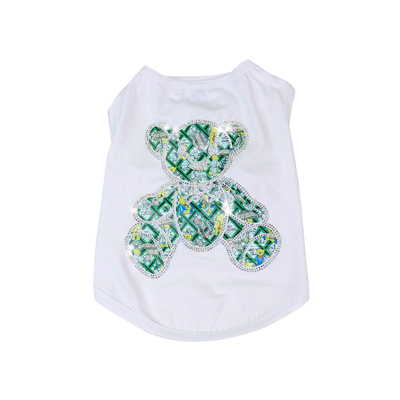 KFX-4650685 Cotton Vest for Small and Medium Dogs and Cats in Black, White, Pink Leopard Print