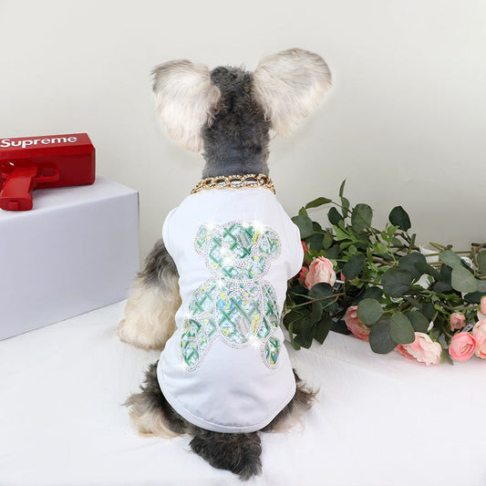 KFX-4650685 Cotton Vest for Small and Medium Dogs and Cats in Black, White, Pink Leopard Print