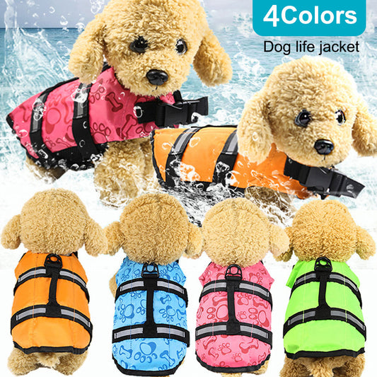 KFX-4652477 Durable Pet Life Jacket for Large and Small Dogs - Orange, Fluorescent Green, Bone Powder, Bone Blue, Various Sizes Available