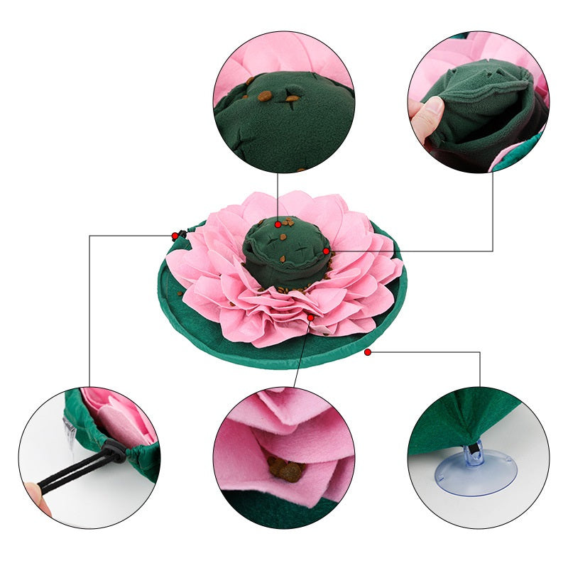 KFX-4653117 Pet Lotus Sniffing Pad for Dogs - Interactive Food Hiding Training Toy, Fleece & Felt Material, 45 x 45 cm