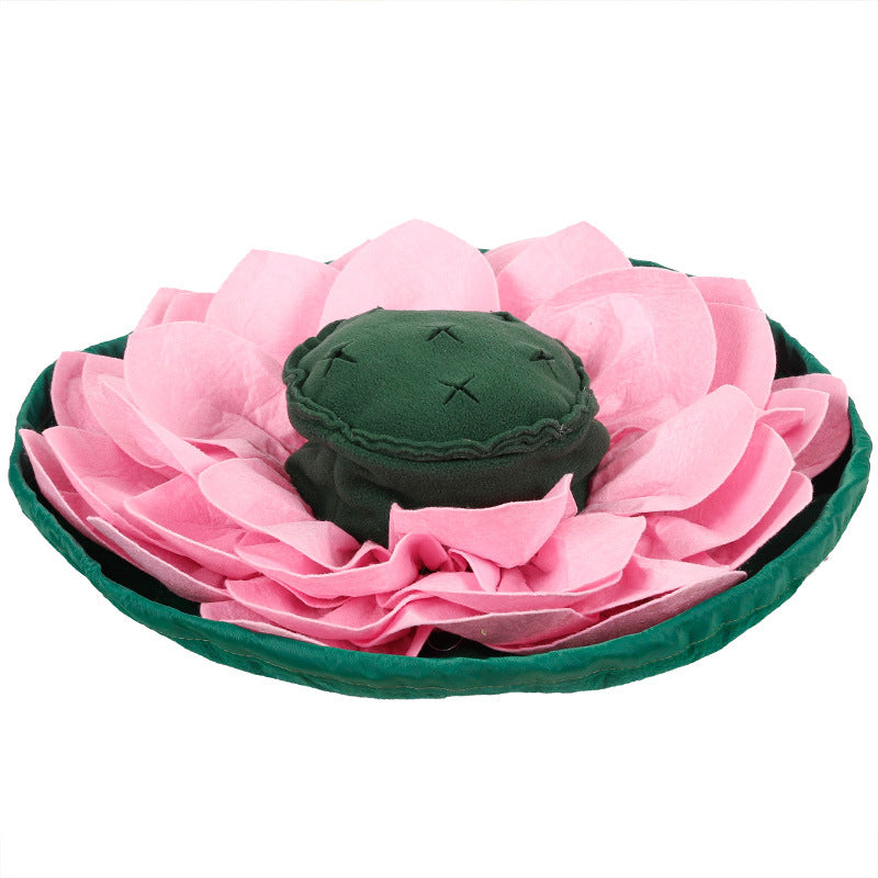 KFX-4653117 Pet Lotus Sniffing Pad for Dogs - Interactive Food Hiding Training Toy, Fleece & Felt Material, 45 x 45 cm