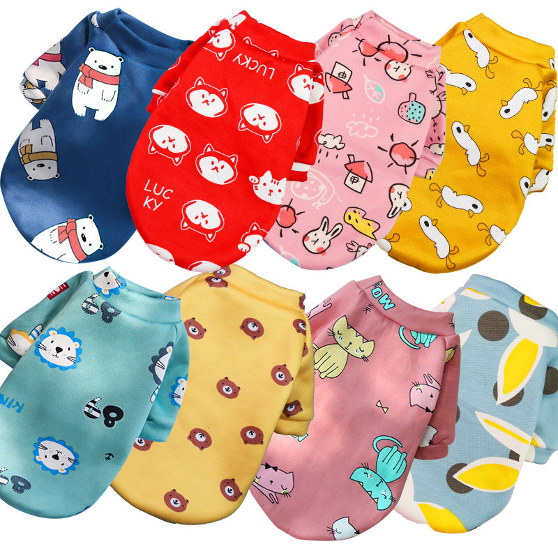 KFX-4653373 Cozy Velvet Cartoon Print Two-Legged Sweater for Pets