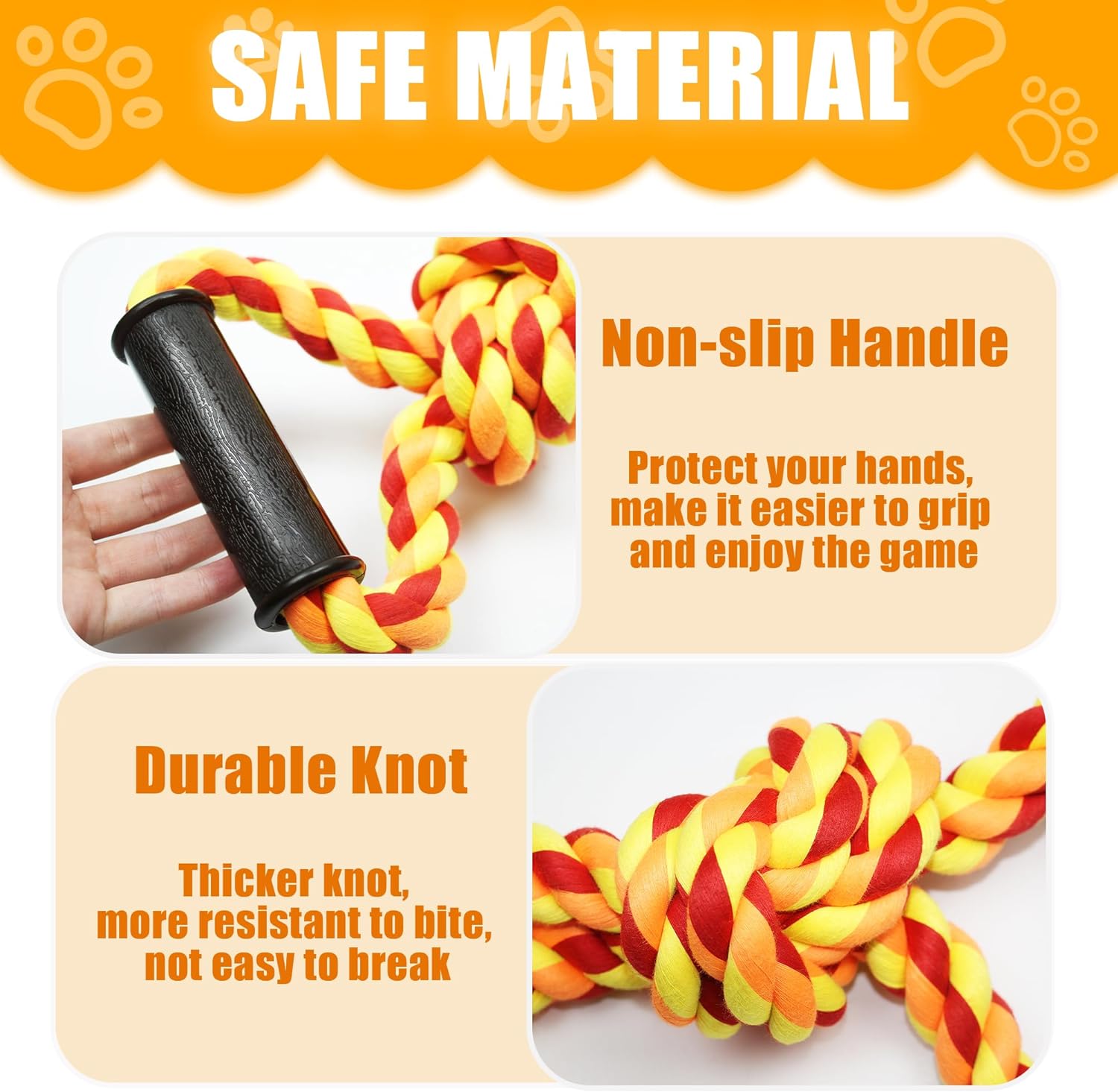 KFX-4655549 Durable Dog Rope Toy for Tug of War, Ideal for Aggressive Chewers and Dental Care, Perfect for Large and Medium Breeds