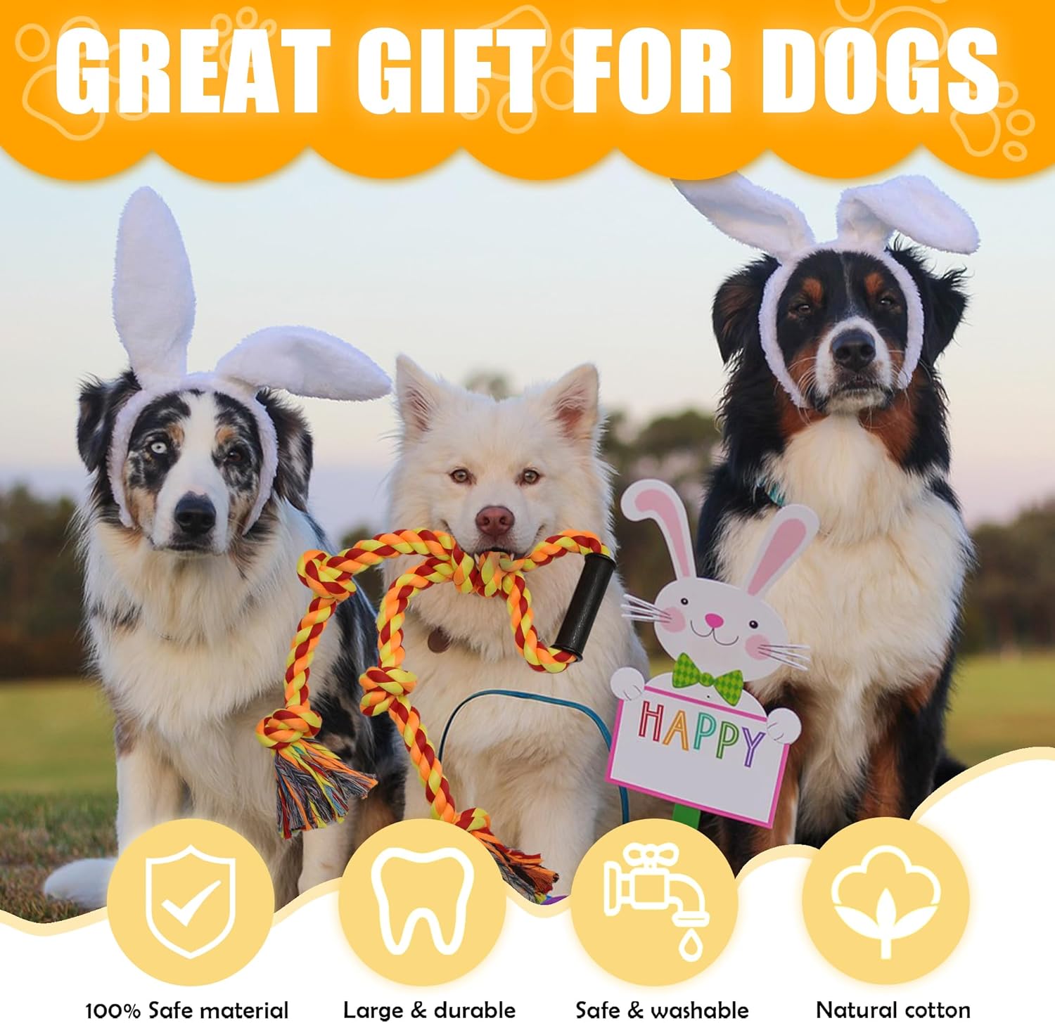 KFX-4655549 Durable Dog Rope Toy for Tug of War, Ideal for Aggressive Chewers and Dental Care, Perfect for Large and Medium Breeds