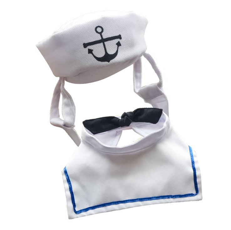 KFX-4655677 Nautical-Themed Pet Sailor Suit with Adjustable Hat and Collar