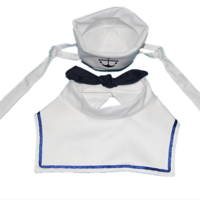 KFX-4655677 Nautical-Themed Pet Sailor Suit with Adjustable Hat and Collar
