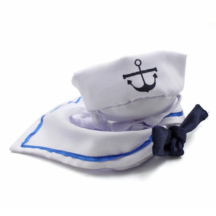 KFX-4655677 Nautical-Themed Pet Sailor Suit with Adjustable Hat and Collar