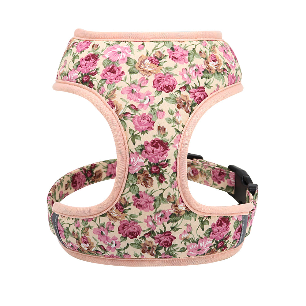 KFX-4656445 Adjustable Broken Flower Pattern Dog Leash and Chest Harness for Small Breeds