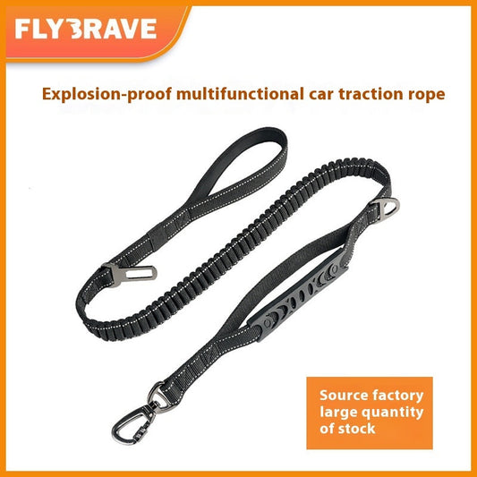 KFX-4657853 Retractable Reflective Traction Belt for Pets with Hand-Holding Rope in Black, Orange, Khaki