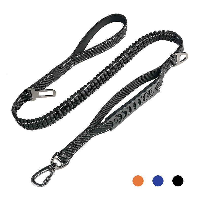 KFX-4657853 Retractable Reflective Traction Belt for Pets with Hand-Holding Rope in Black, Orange, Khaki