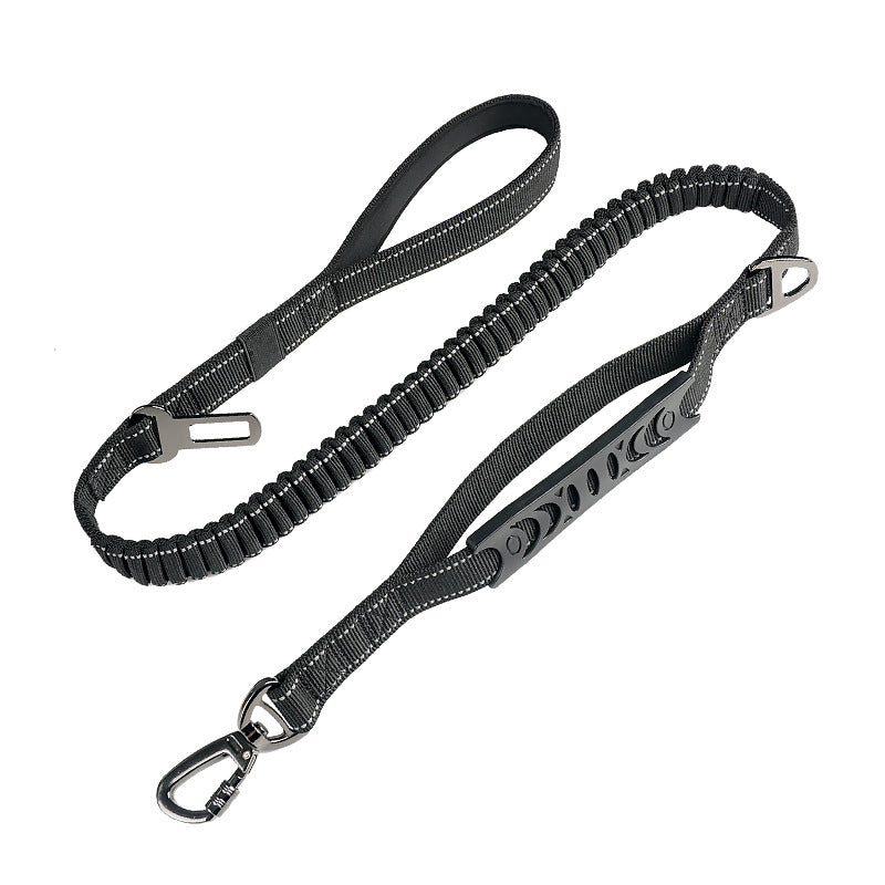KFX-4657853 Retractable Reflective Traction Belt for Pets with Hand-Holding Rope in Black, Orange, Khaki