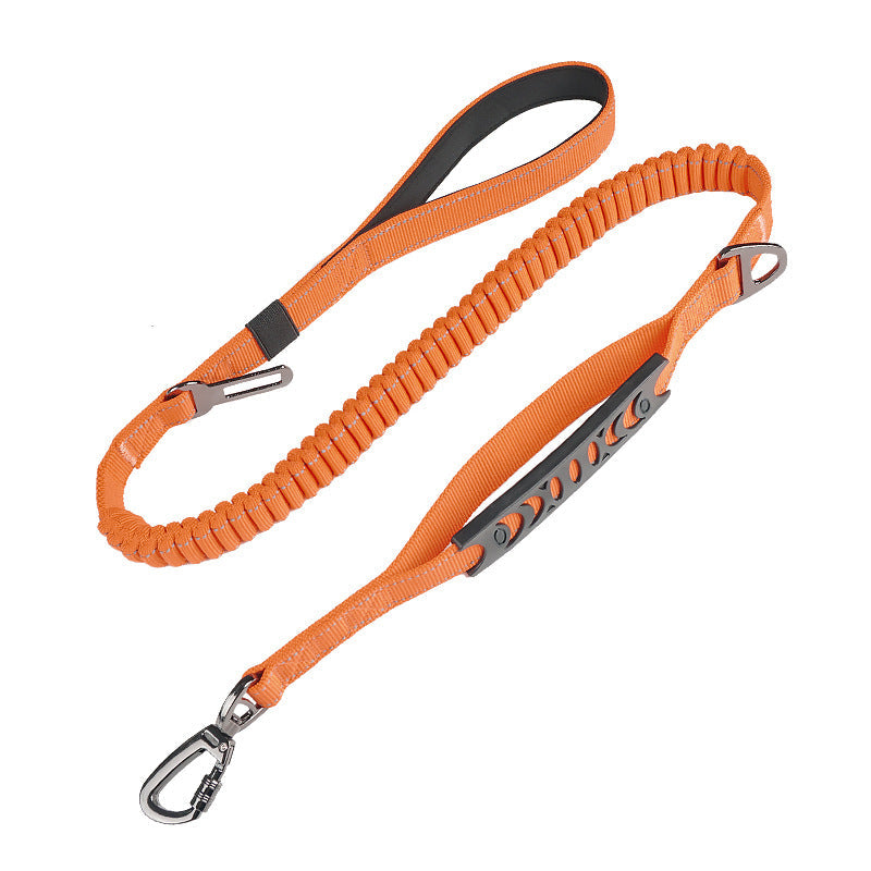 KFX-4657853 Retractable Reflective Traction Belt for Pets with Hand-Holding Rope in Black, Orange, Khaki