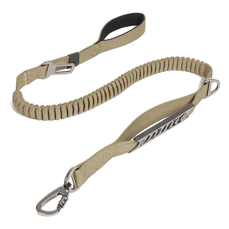 KFX-4657853 Retractable Reflective Traction Belt for Pets with Hand-Holding Rope in Black, Orange, Khaki