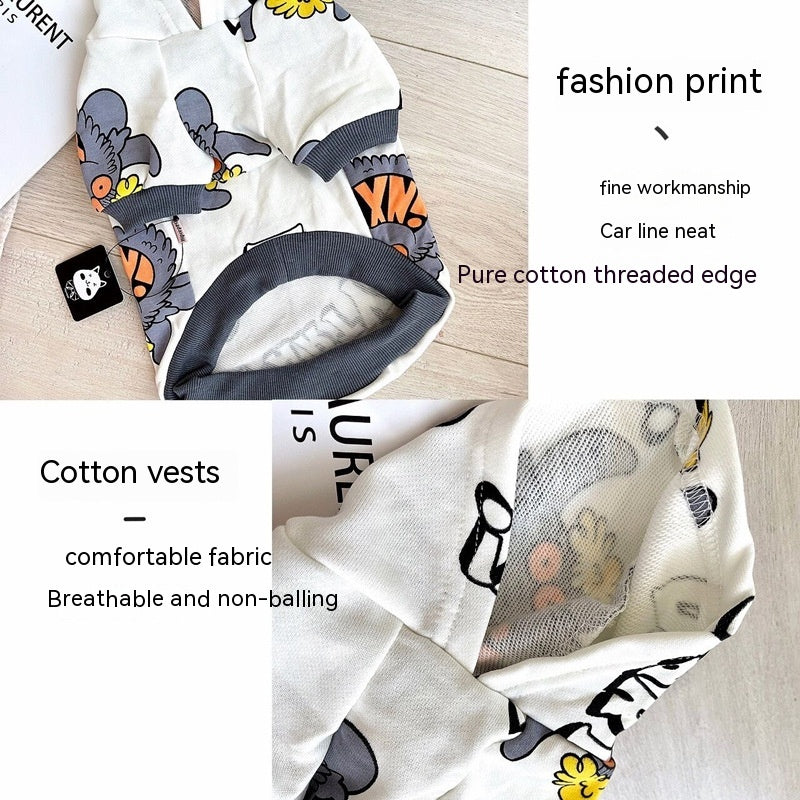 KFX-4659133 Monster Print Cotton Pet Sweater for Spring and Autumn - Casual Dog Jacket