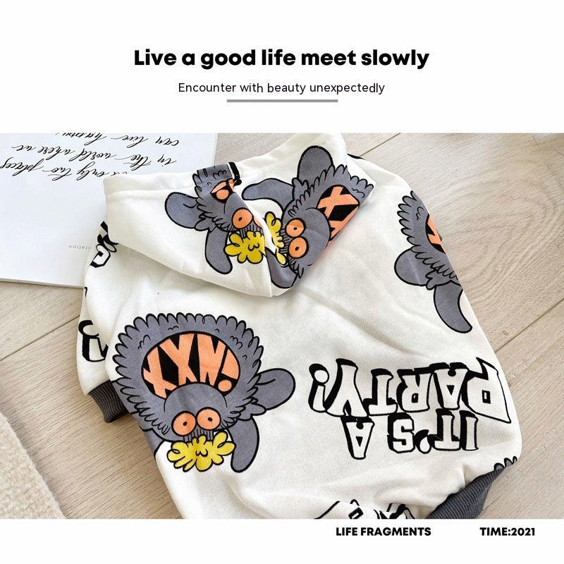 KFX-4659133 Monster Print Cotton Pet Sweater for Spring and Autumn - Casual Dog Jacket