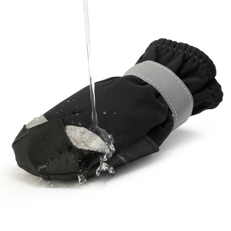 KFX-4660669 Waterproof Non-Slip Wear-Resistant Pet Shoes with Reflective Nylon and Polar Fleece Lining