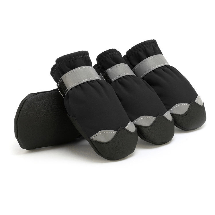 KFX-4660669 Waterproof Non-Slip Wear-Resistant Pet Shoes with Reflective Nylon and Polar Fleece Lining