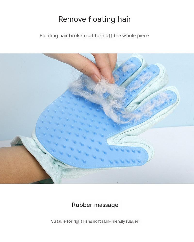 KFX-4661693 Suede Five Finger Gloves for Cat Bathing and Massage in Pink and Blue