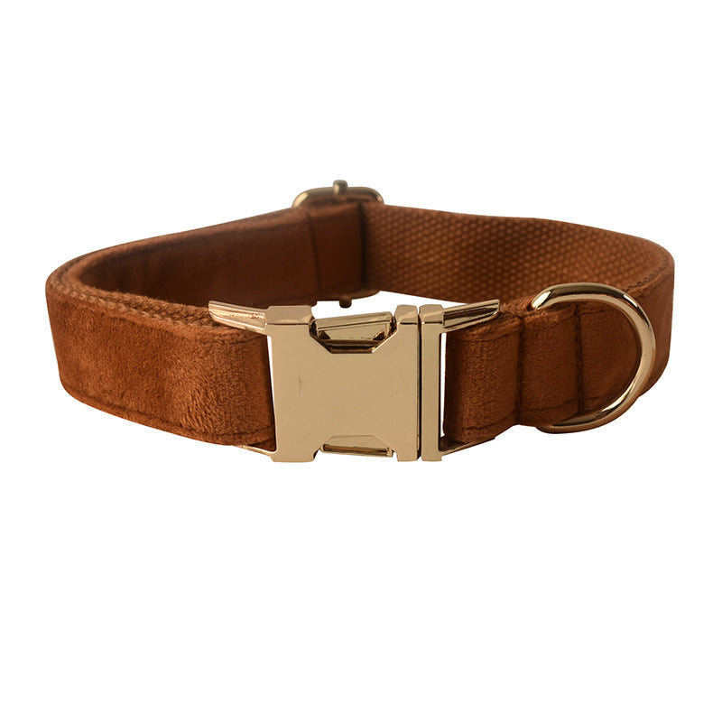 KFX-4661821 Elegant Velvet Dog Collar Set with Gold Clasp and Bow Tie تفاصيل