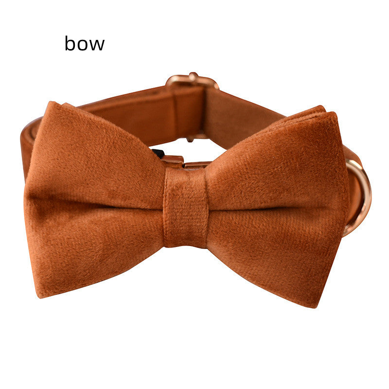 KFX-4661821 Elegant Velvet Dog Collar Set with Gold Clasp and Bow Tie تفاصيل