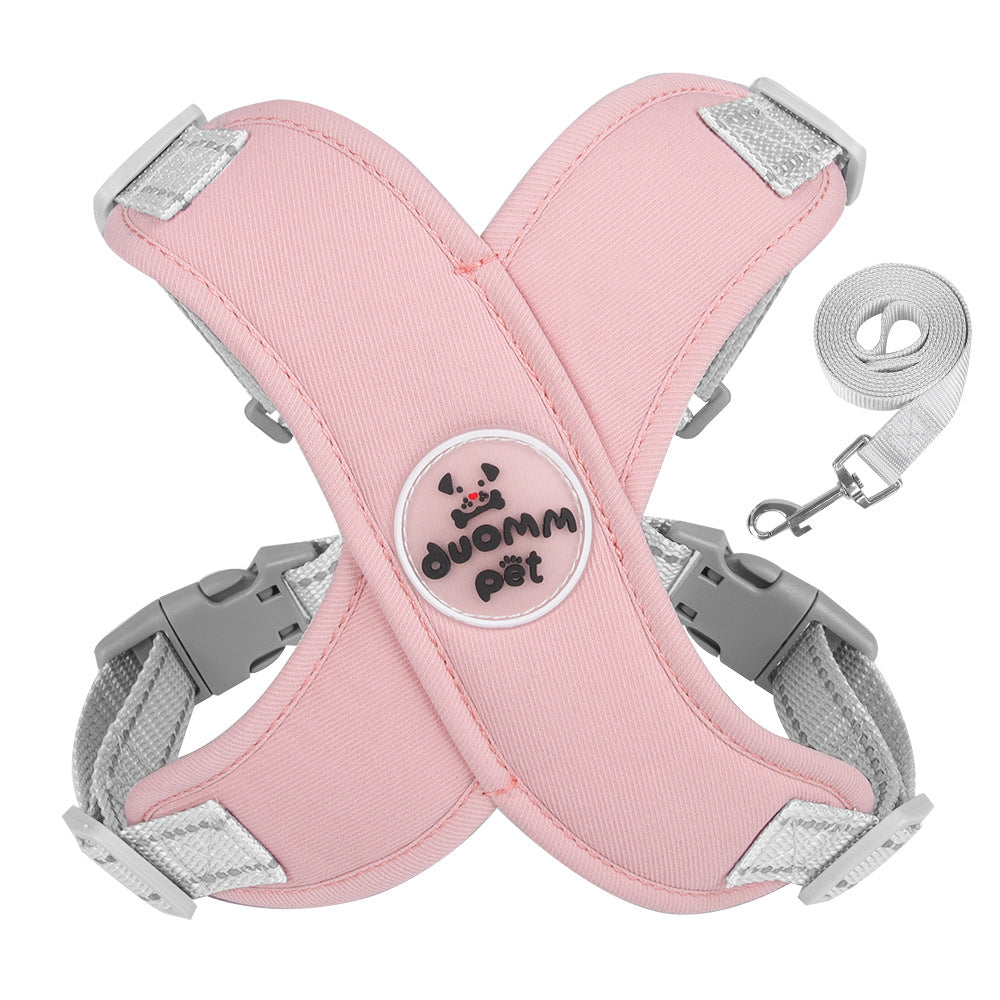 KFX-4663101 Reflective Chest Strap with Tow Rope for Dogs - Breathable and Comfortable in Pink, Green, Blue, Yellow