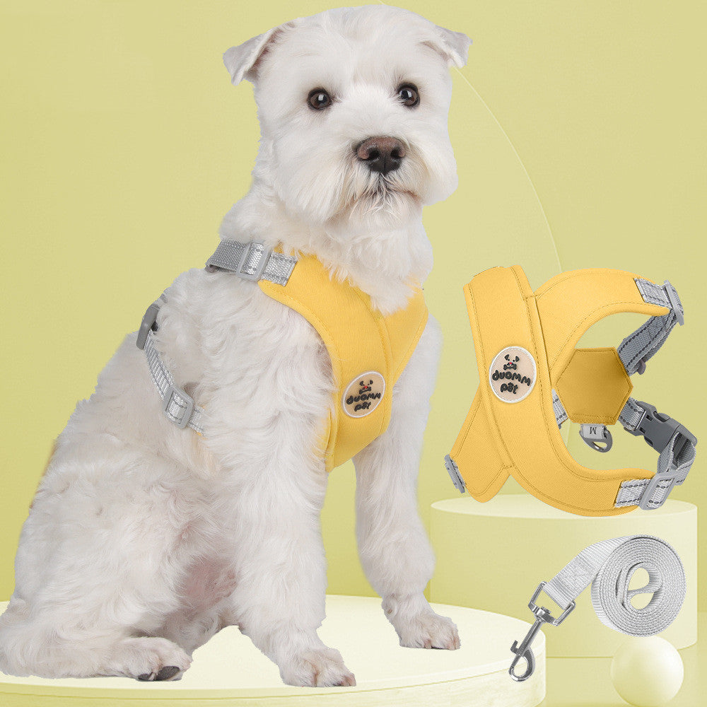 KFX-4663101 Reflective Chest Strap with Tow Rope for Dogs - Breathable and Comfortable in Pink, Green, Blue, Yellow