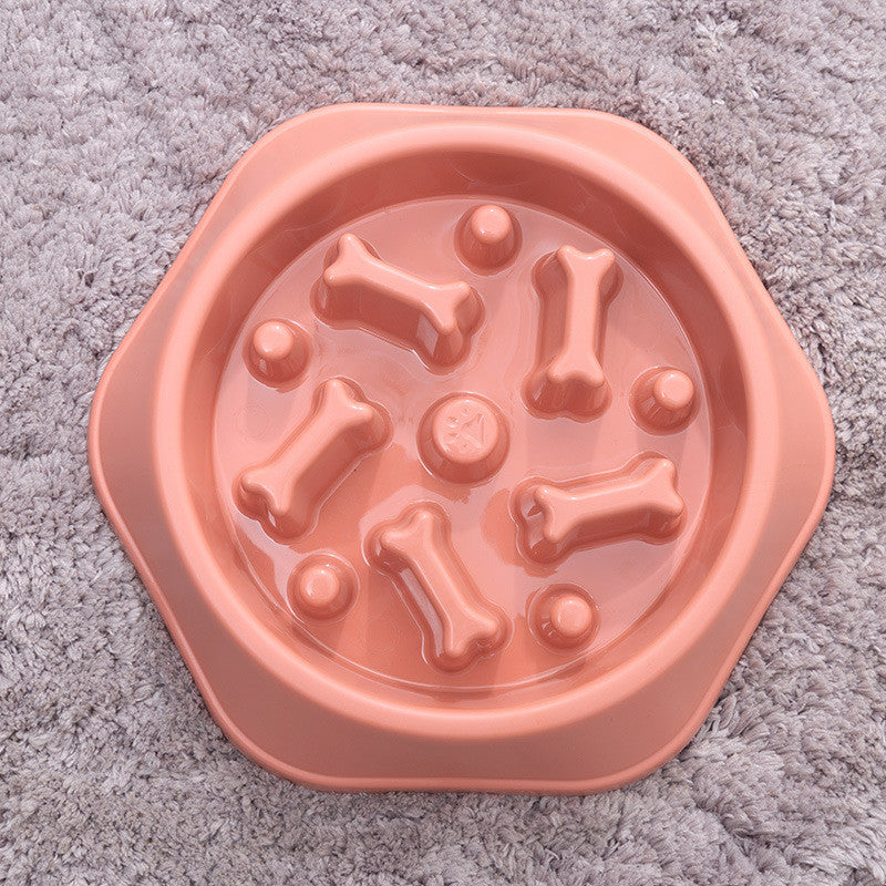 KFX-4663997 Bone-Shaped Slow Food Bowl for Dogs - Anti-Choking Pet Feeding Dish in Durable PP Plastic