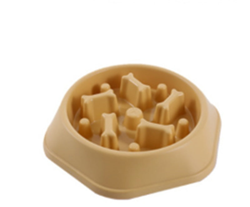 KFX-4663997 Bone-Shaped Slow Food Bowl for Dogs - Anti-Choking Pet Feeding Dish in Durable PP Plastic