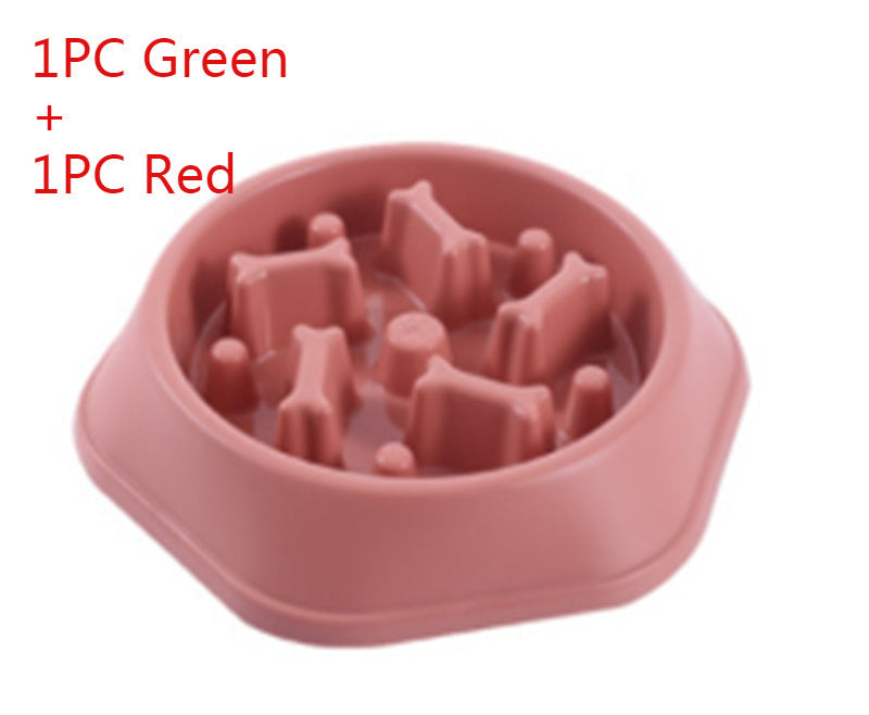 KFX-4663997 Bone-Shaped Slow Food Bowl for Dogs - Anti-Choking Pet Feeding Dish in Durable PP Plastic
