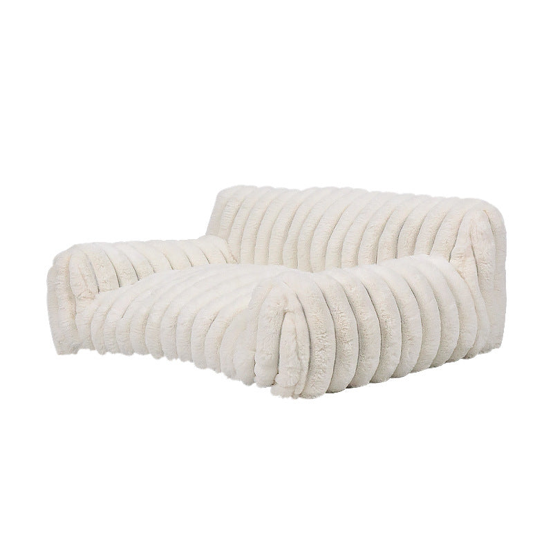KFX-4665277 Cozy Medium-Large Dog Bed with Winter Warm Pad for Dogs and Cats - Milky White
