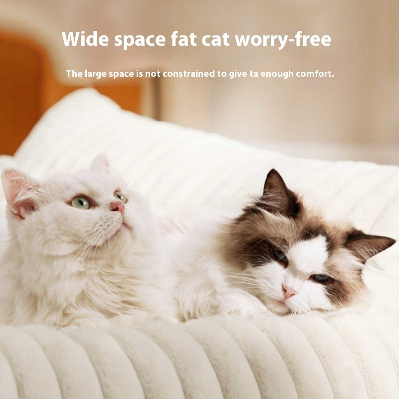 KFX-4665277 Cozy Medium-Large Dog Bed with Winter Warm Pad for Dogs and Cats - Milky White