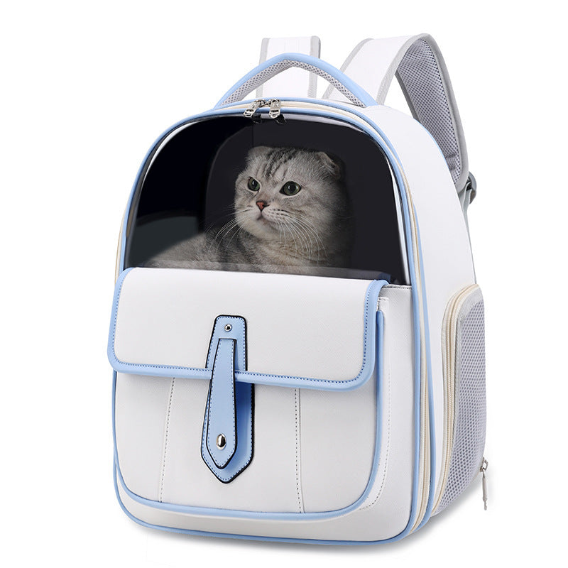 KFX-4666045 Portable Cat Backpack in Solid Colors - Stylish, Lightweight PU Pet Carrier