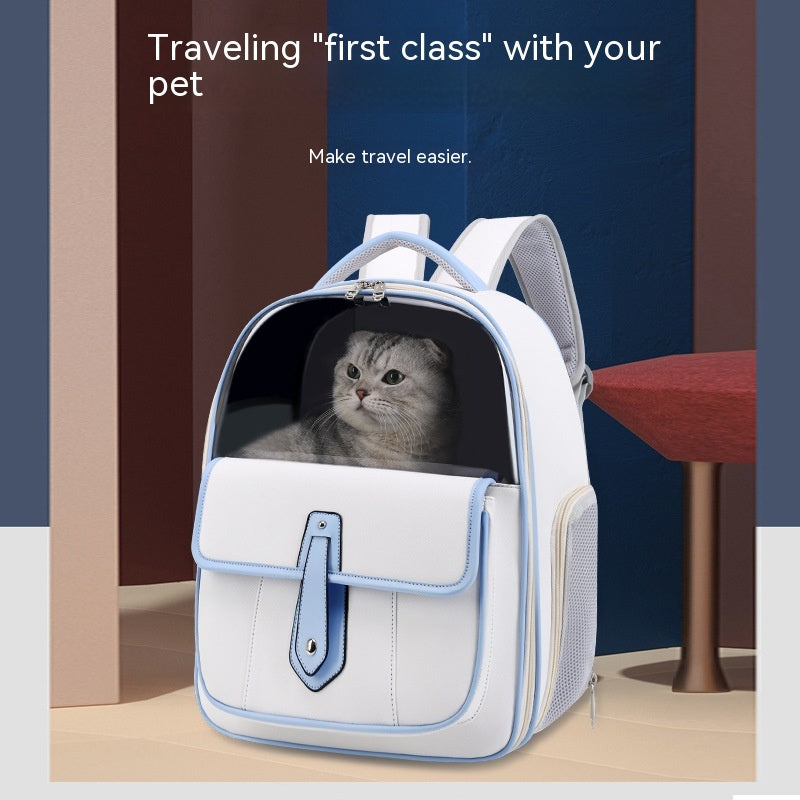 KFX-4666045 Portable Cat Backpack in Solid Colors - Stylish, Lightweight PU Pet Carrier