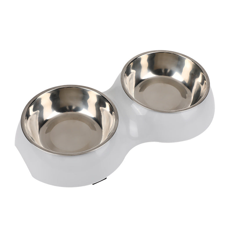 KFX-4669757 Dual-Use Cat Bowl - Round Two-in-One Stainless Steel Bowl in Gray, Blue, or Pink, 14 cm Diameter