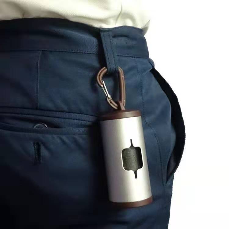 KFX-4671805 Portable Aluminum Dog Waste Bag Holder with Hook for Easy Cleanup