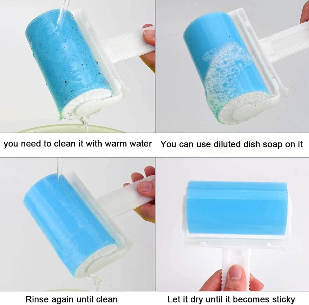 KFX-4672829 Washable Lint Roller Reusable Sticky Pet Hair Remover Cleaner with Cover for Clothes and Furniture