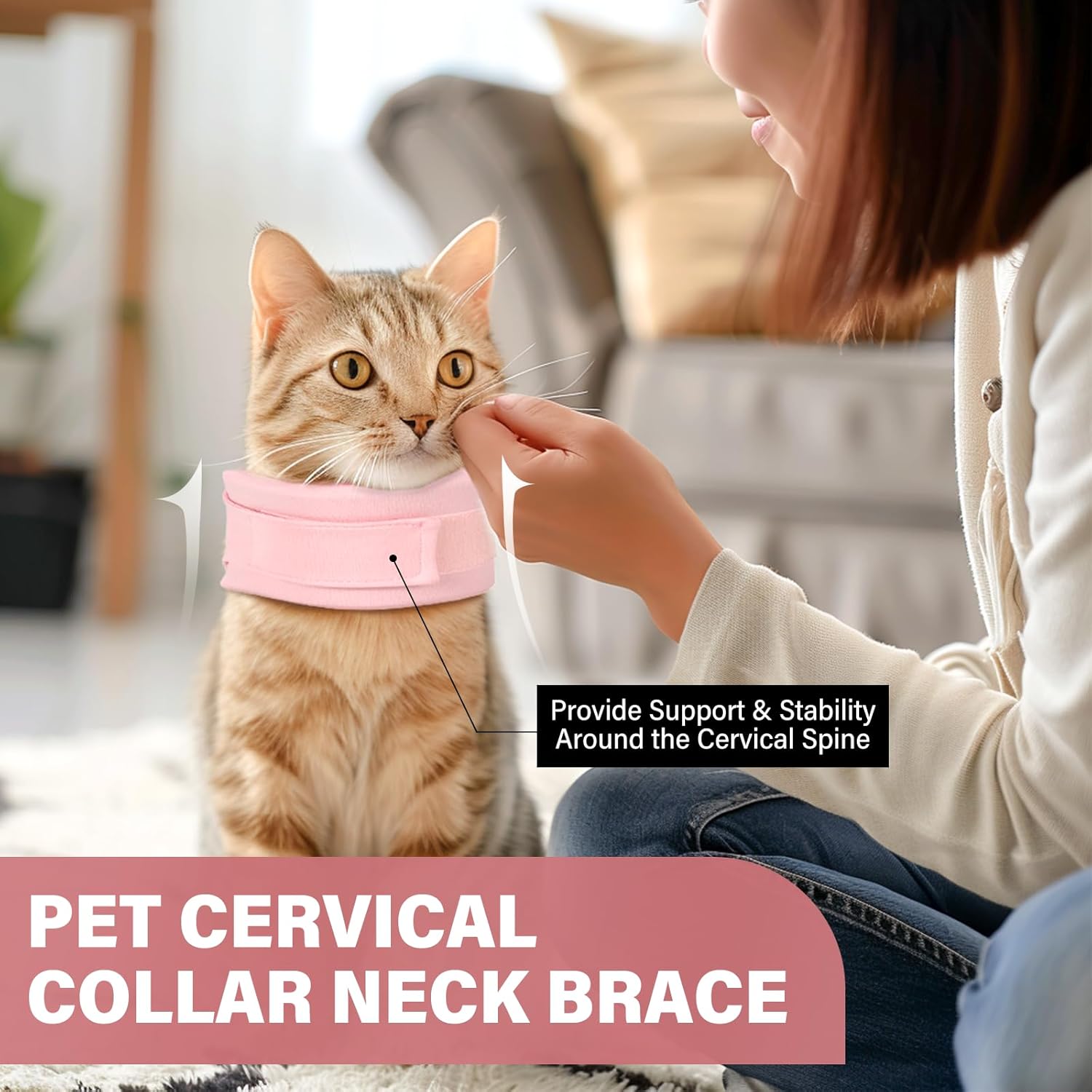 KFX-4677309 Soft Neck Brace Cone Collar for Cats and Dogs After Surgery - Supportive Recovery Aid