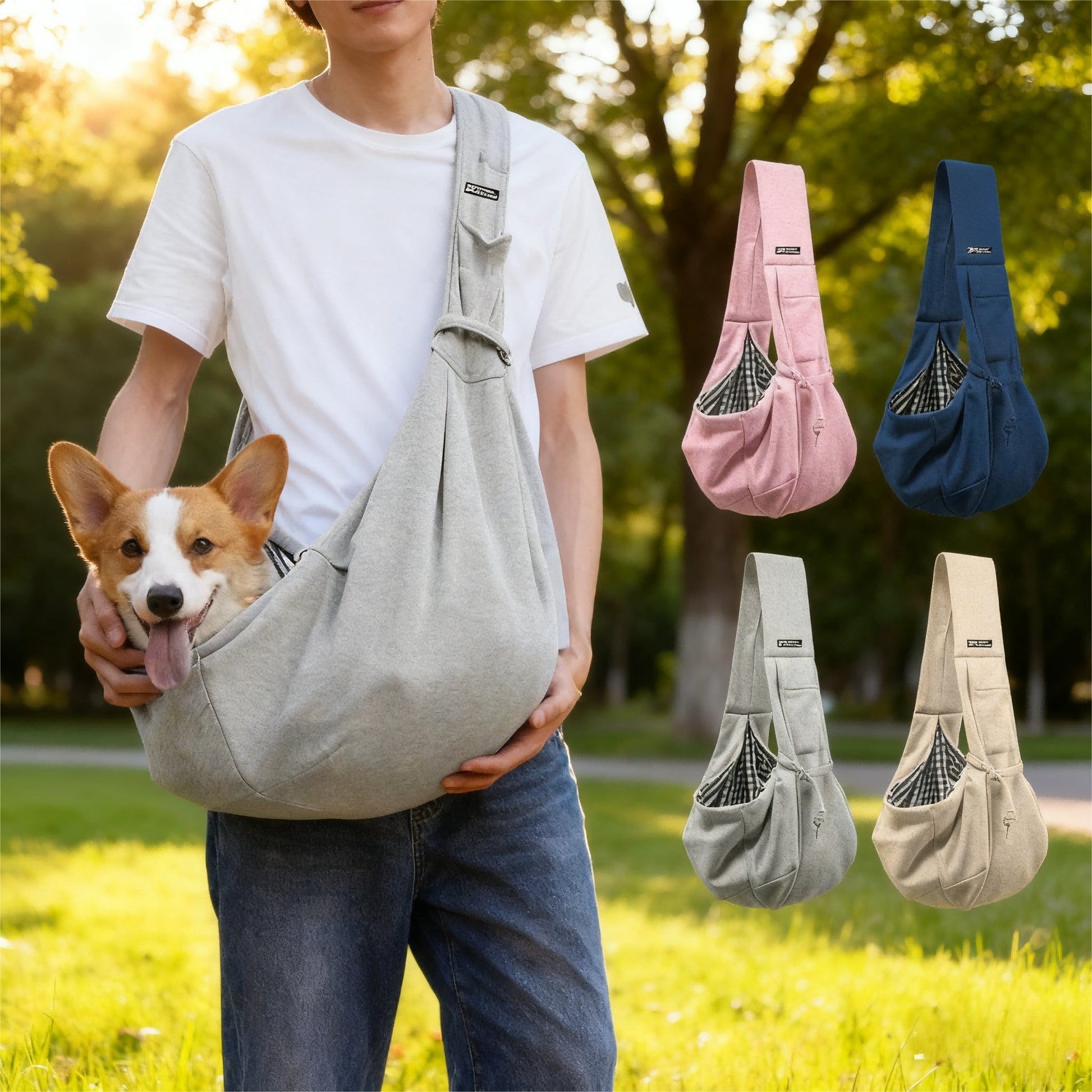 KFX-4677565 Cotton Pet Sling Carrier Bag for Small Dogs and Cats - Comfortable and Portable Travel Shoulder Bag