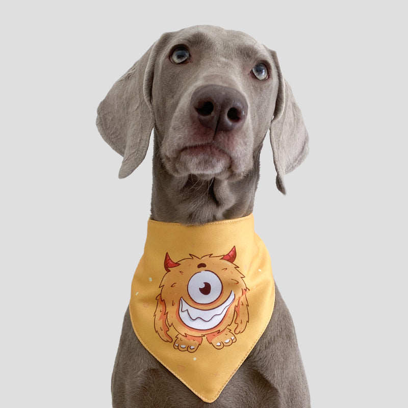 KFX-4677693 Three-Layer Waterproof Pet Saliva Triangle Scarf for Dogs and Cats - Little Monster Series