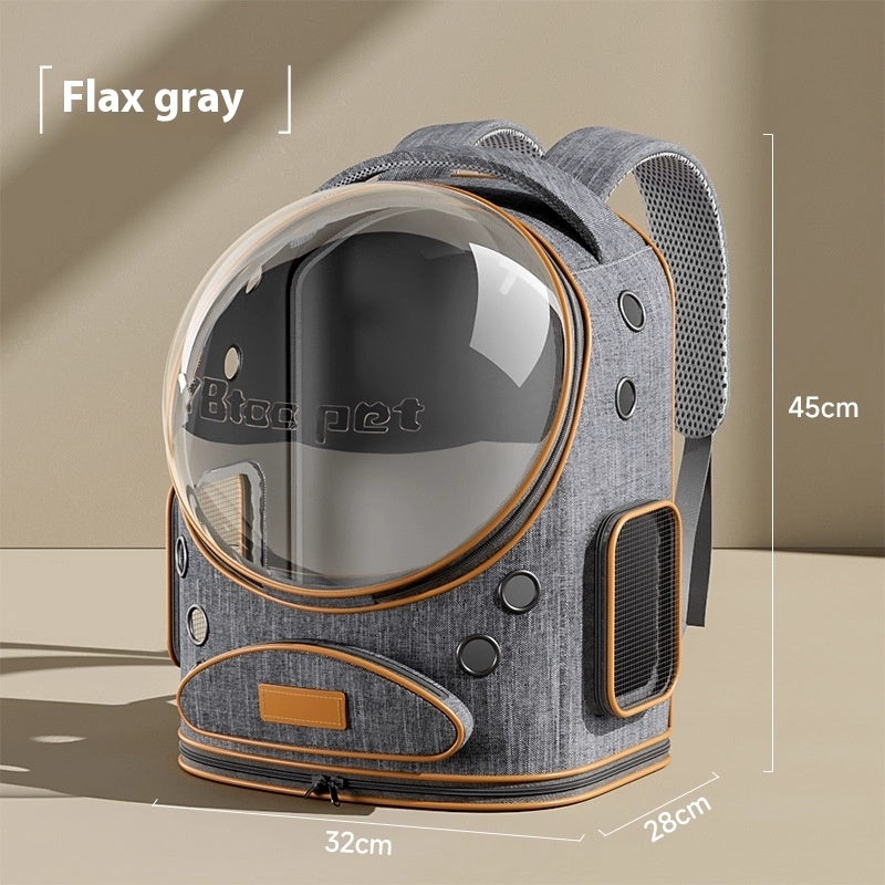 KFX-4679357 Portable Outdoor Cat Backpack with Large Capacity and Panoramic Window in Denim Blue or Linen Gray