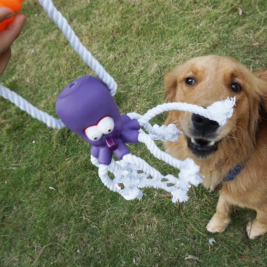 KFX-4681917 Interactive Bite-Resistant Hemp Rope Toy for Puppies with Molar Ball Design
